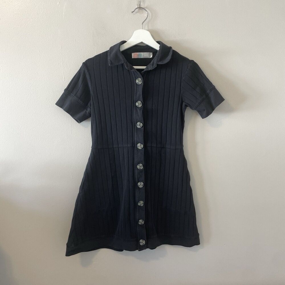 Free People Beach New Afternoon Ribbed Mini Dress Collared Sz S - Picture 3 of 10